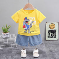 2-piece Dinosaur Pattern T-shirt & Shorts for Children Boy - PrettyKid