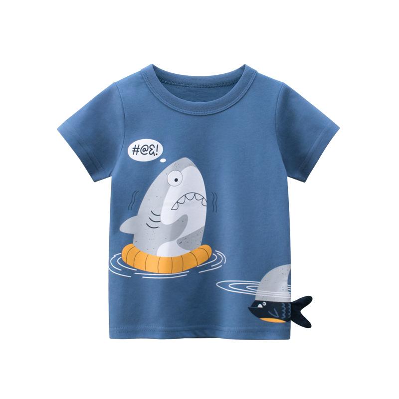Grow Boy Shark Pattern T-shirt - PrettyKid