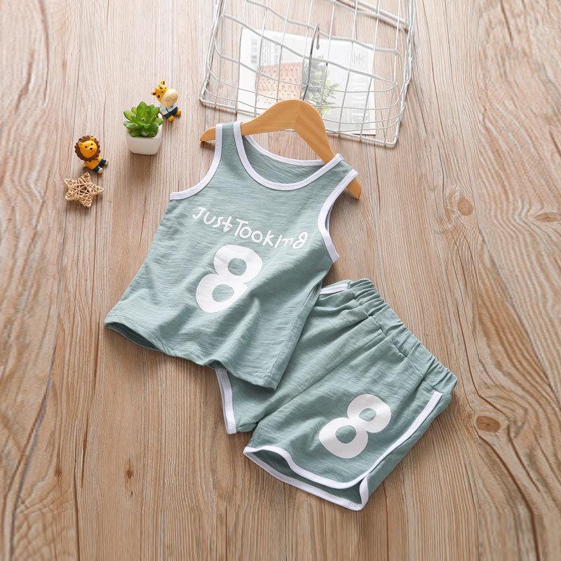 2-piece Letter Pattern Vest & Shorts for Children Boy - PrettyKid