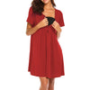 Women's Dress Solid Color Short Sleeve Button Loose Maternity Dress Lactation Dress - PrettyKid