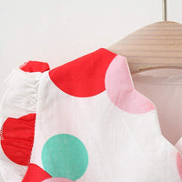 New Born Girl Color Big Dots Print Dress & Hat - PrettyKid