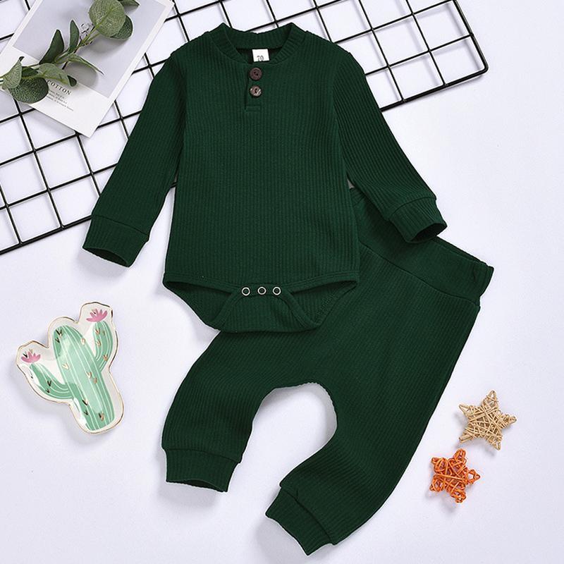 2-piece Solid Pattern Bodysuit & Pants for Baby - PrettyKid