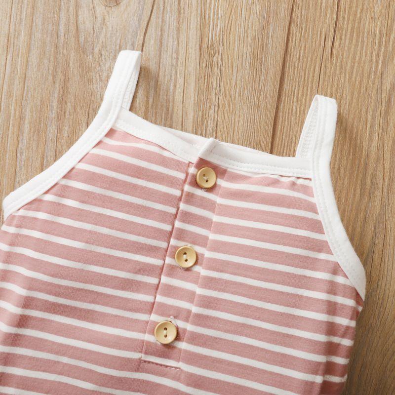 New Born Baby Striped Cami Jumpsuit - PrettyKid