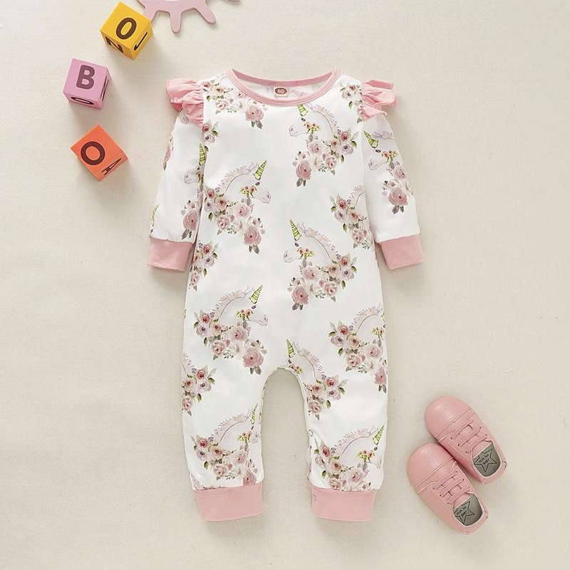 Ruffle Floral Printed Jumpsuit for Baby Girl Children's clothing wholesale - PrettyKid