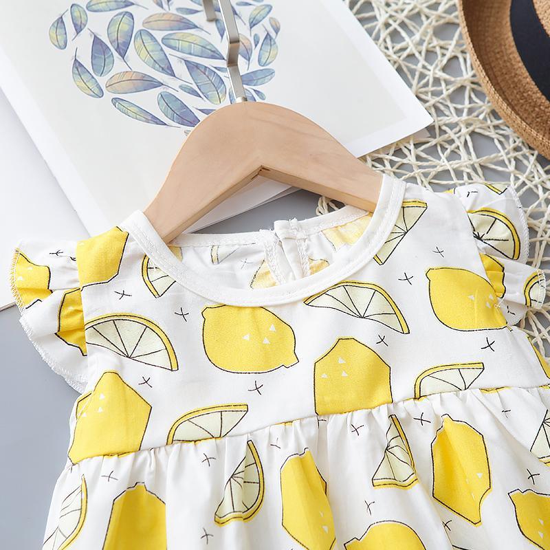Toddler Girl Lemon Print Ruffle Armhole Top & Shorts - PrettyKid