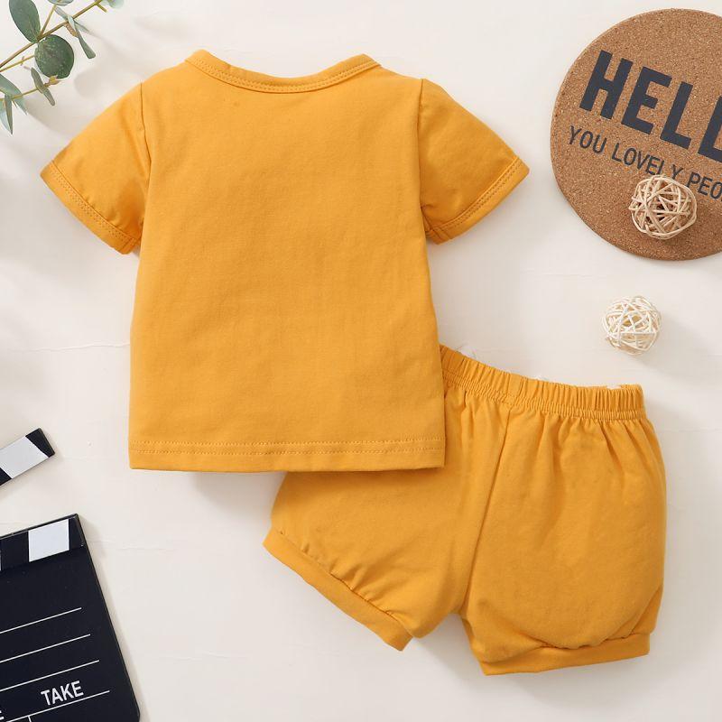 Baby Solid Color Short Sleeve T-shirt & Shorts - PrettyKid
