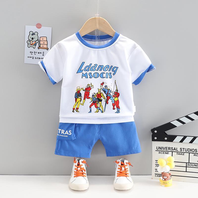 Toddler Boy Superman Pattern Shirt T-shirt & Shorts Wholesale Children's Clothing - PrettyKid