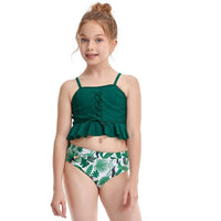 Girl Floral Pattern Split Cami Swimsuit Children's Clothing - PrettyKid