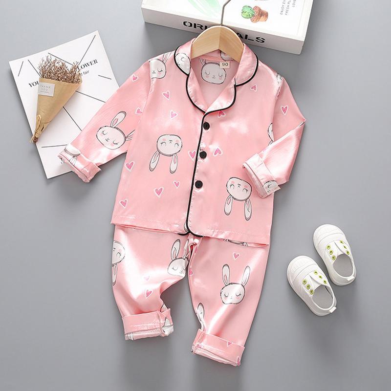 2-piece Rabbit Pattern Pajamas for Toddler Girl Children's Clothing - PrettyKid