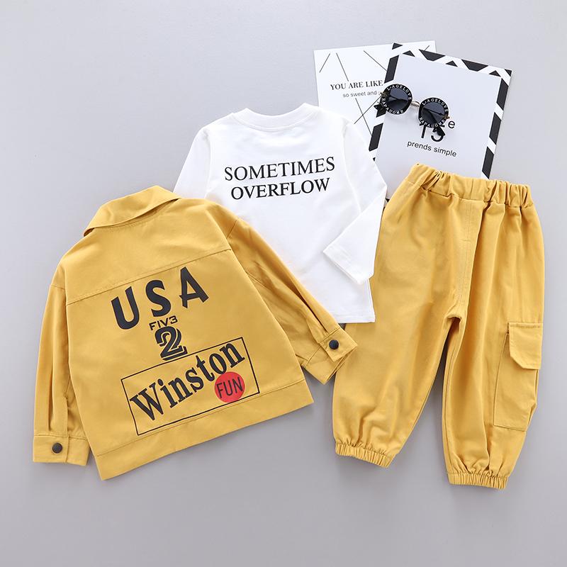 3-piece Letter Pattern Sweatshirts & Casual Jacket & Pants for Children Boy - PrettyKid