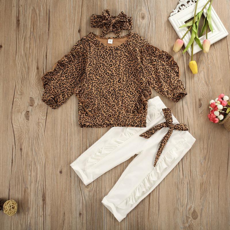 3-piece Leopard Printed Blouse with Headband & Pants for Toddle Girl - PrettyKid