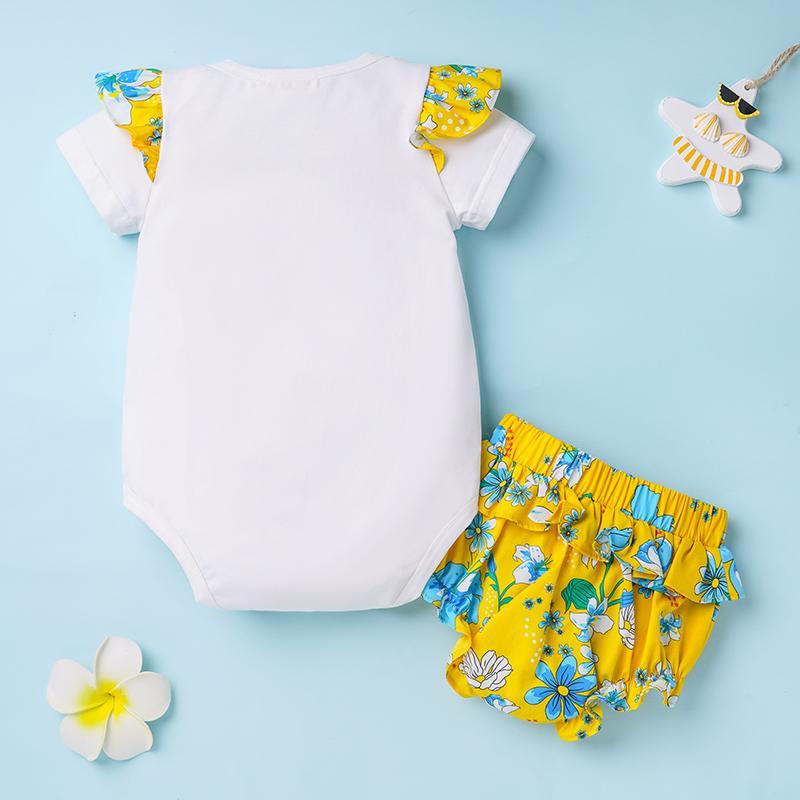 Baby Girl Floral Bodysuit & Super Shorts - PrettyKid