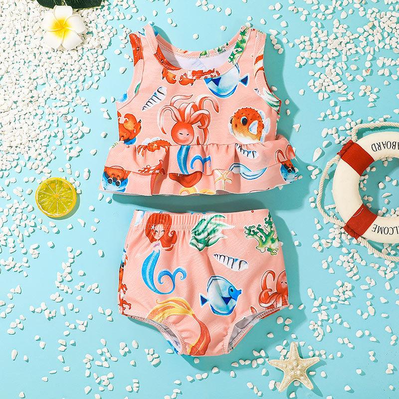 9months-4years Baby Toddler Girl Swimwear Children Two-Piece Swimming Suit - PrettyKid