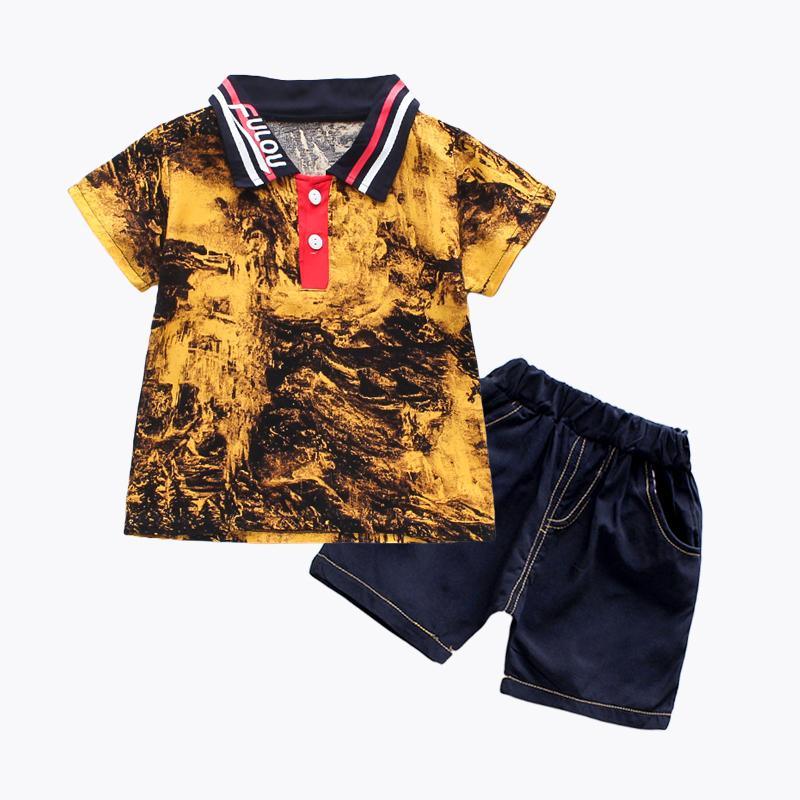 2-piece Gradient Polo Shirt & Shorts for Children Boy - PrettyKid