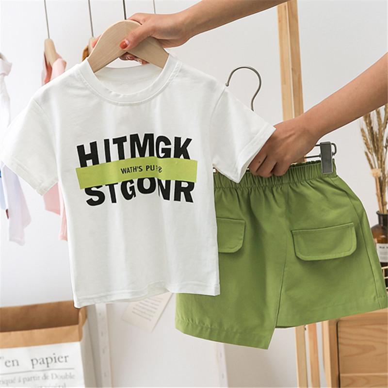 2-piece Letter Pattern T-shirt & Short Skirt for Toddler Girl - PrettyKid