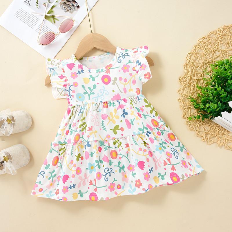 Baby Girl Ruffle Armhole Floral Dress - PrettyKid