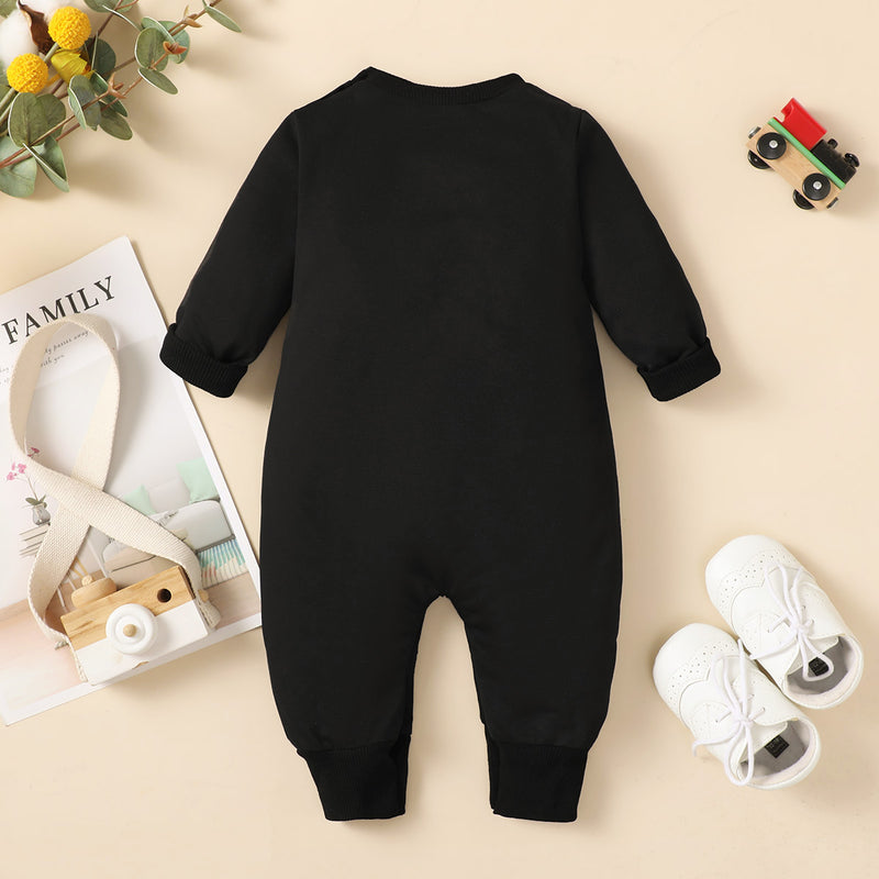 Wholesale Baby Letter Pattern Raglan Sleeve Long-leg Romper in Bulk - PrettyKid