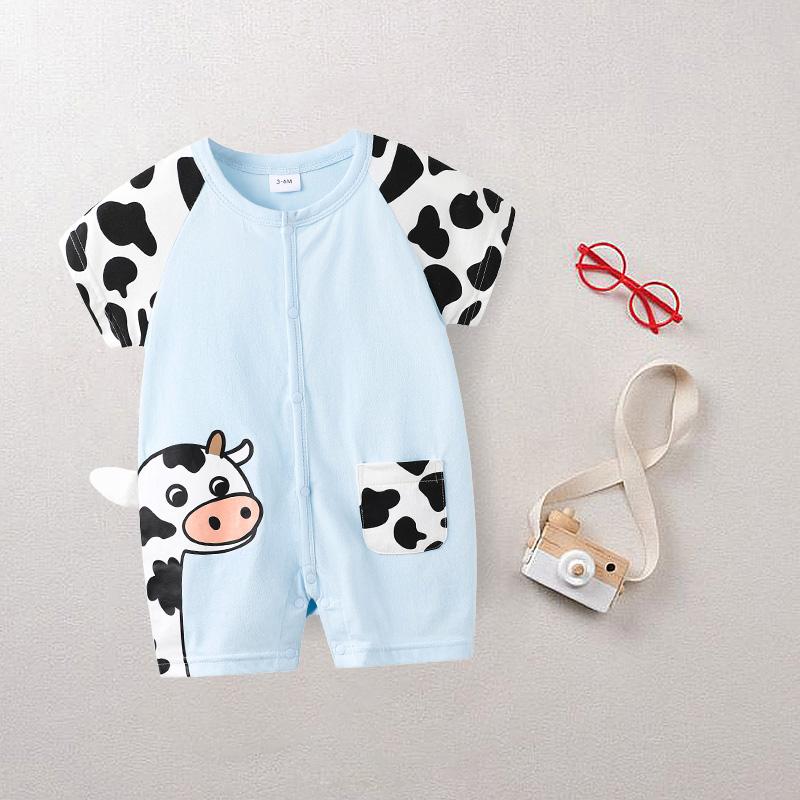 Baby Cartoon Cow Pattern Bodysuit - PrettyKid