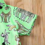 Toddler Boy Cartoon Animal Print Shirt & Shorts - PrettyKid