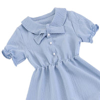 Kid Girl Solid Color Lapel Ruffle Hem Dress - PrettyKid