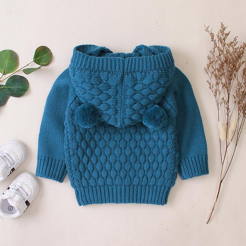 Solid Hooded Knit Coat for Baby Wholesale children's clothing - PrettyKid