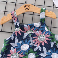 Toddler Girl Floral Print Suspender Top & Shorts Wholesale Children's Clothing - PrettyKid