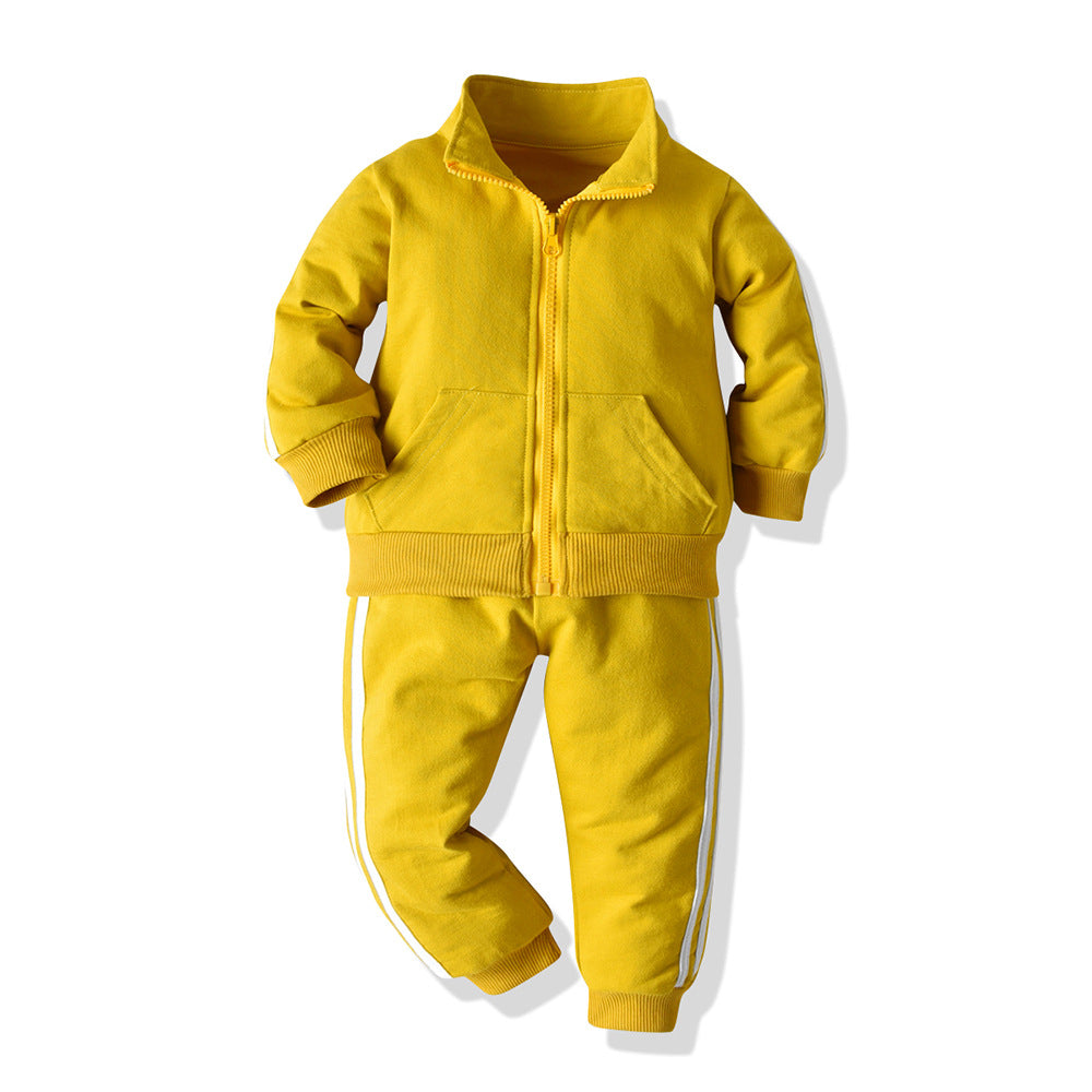 Contrast Sideseam Zip-Up Jackets And Pants Toddler Boys Sets - PrettyKid