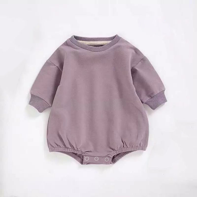 2022 Baby Boys Girls Solid Color Blank Long Sleeve Jumpsuit Romper - PrettyKid