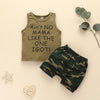 2pcs Fashion Letter Print T-shirt and Camouflage Pants Wholesale children's clothing - PrettyKid