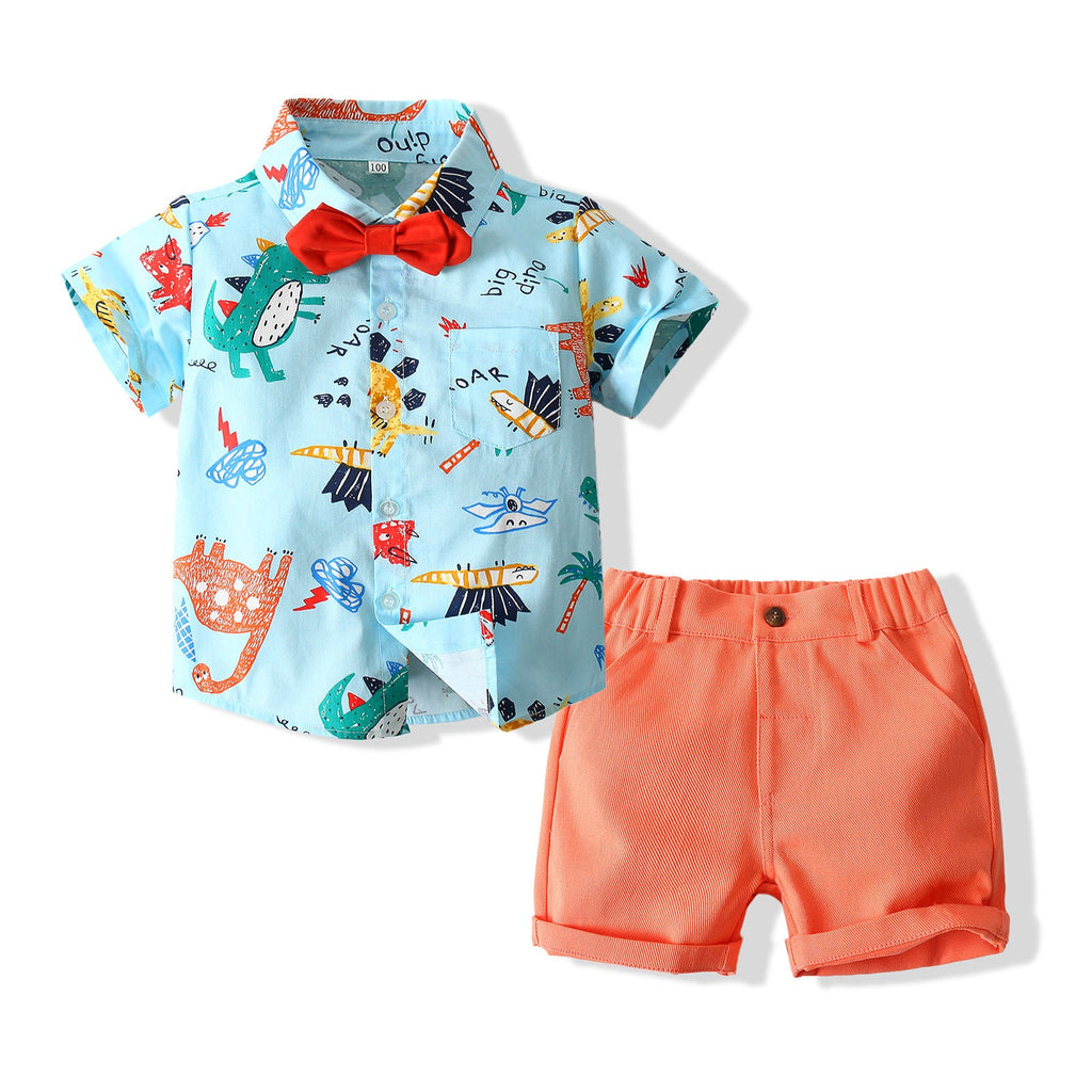 18M-6Y Toddler Boys Outfits Sets Cartoon Letter Print Shirts And Shorts Wholesale Boys Clothing - PrettyKid