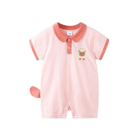 Baby Cartoon Sheep Pattern Lapel Bodysuit - PrettyKid