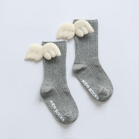 Cute Letter Pattern Soild Wing Decoration Socks - PrettyKid