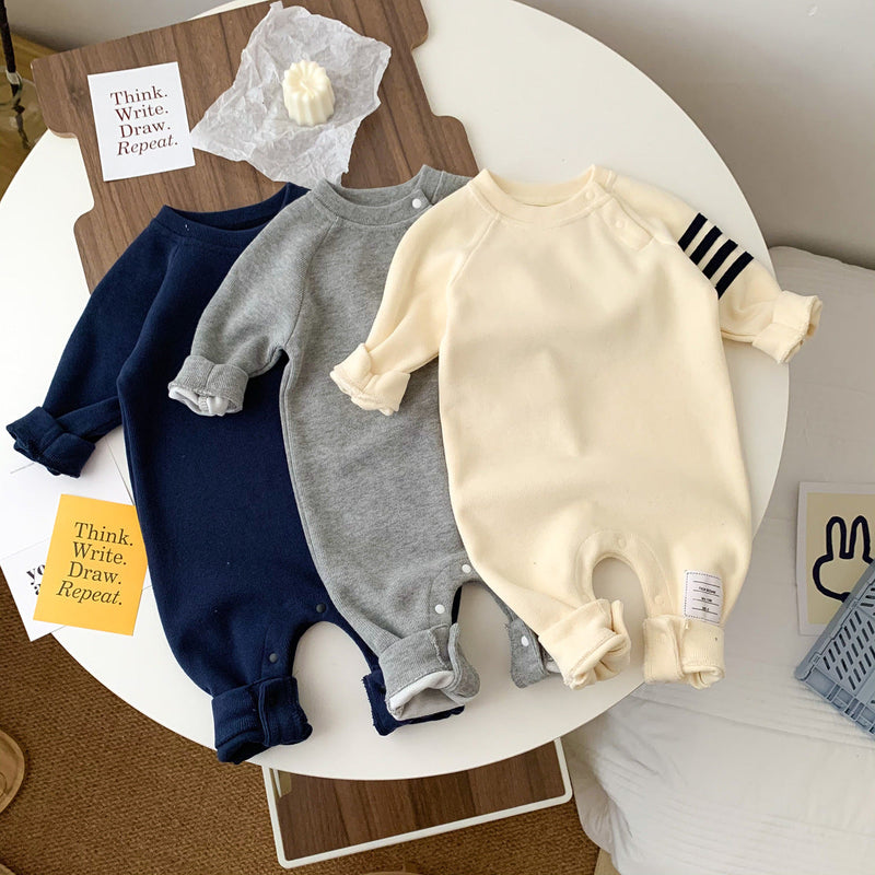 3-18M Baby Onesies Colorblock Striped Long Sleeve Crewneck Romper Wholesale Baby Clothing - PrettyKid