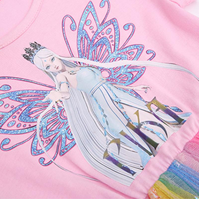 Girl Butterfly Rainbow Mesh Hem Dress - PrettyKid