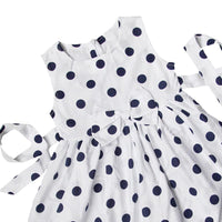 Kid Girl Black Wave Point Bowknot Hem Dress Children's Clothing - PrettyKid