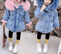 Girls Trendy Fashion Plus Velvet Thick Denim Comfortable Jacket Girls Clothes Wholesale - PrettyKid