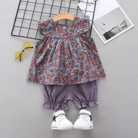 Toddler Girl Floral Pattern Top & Shorts Wholesale Children's Clothing - PrettyKid