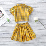 Toddler Girl Plaid Short-sleeve Blouse & Plaid Pleated Skirt Children's Clothing - PrettyKid