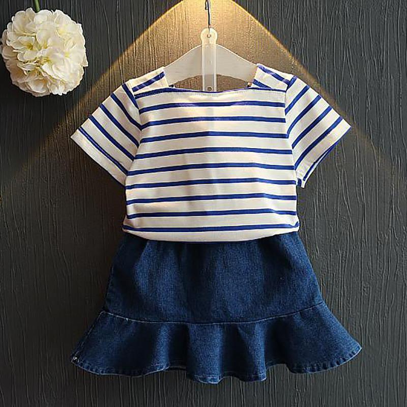 2-piece Striped Dress Set for Toddler Girl - PrettyKid