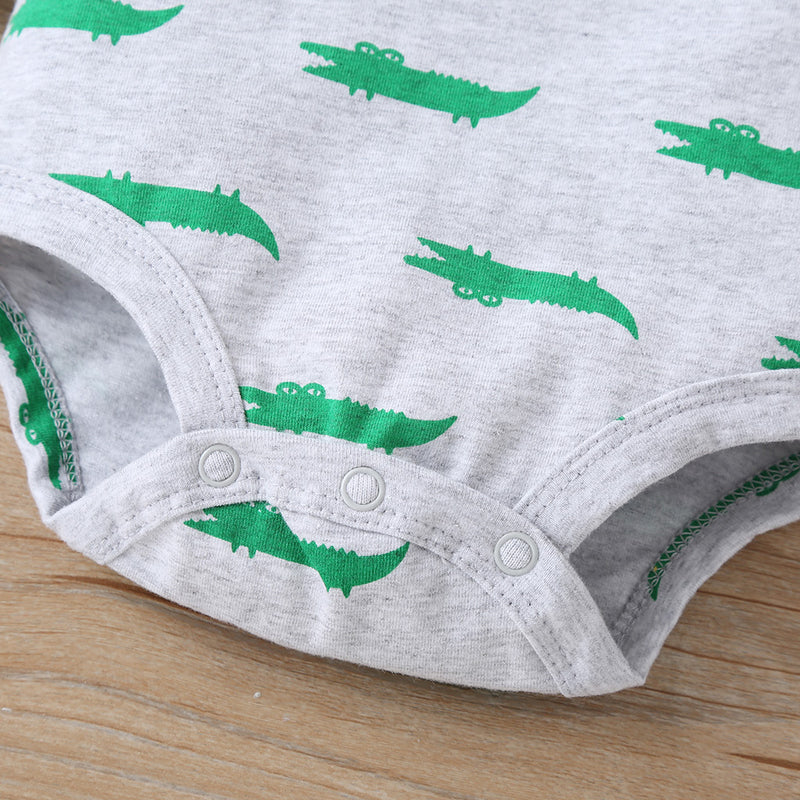 Baby Boys Cartoon Dinosaur Print Coat Jumpsuit Pants Set Wholesale Baby Clothes Bulk - PrettyKid