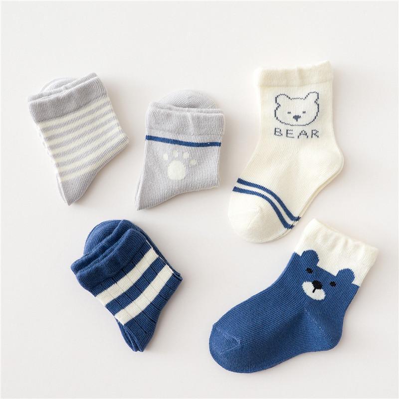 5-piece Boys Bear Knee-High Stockings - PrettyKid