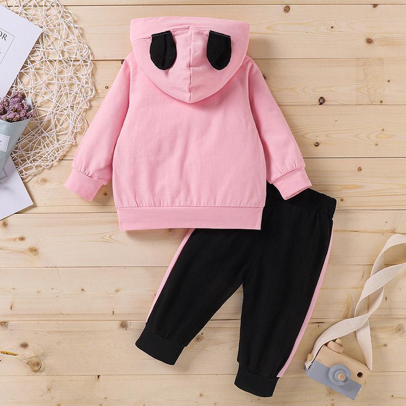 2-piece Rabbit Pattern Hoodie & Pants for Toddler Girl - PrettyKid