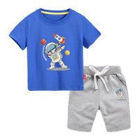 9M-12Y Short Sets For Boys Astronaut Short Sleeve Drawstring Kids Clothes Wholesale - PrettyKid