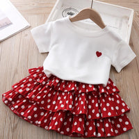 2-piece Heart-shaped Pattern Dress Set for Toddler Girl - PrettyKid