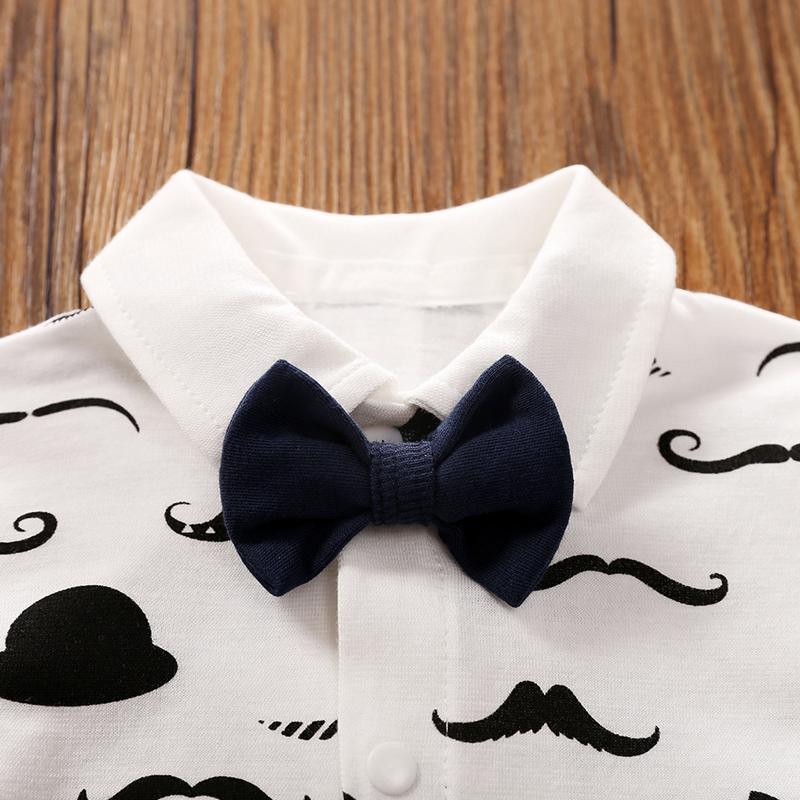 Cute Full-print Beard Short-sleeved Bodysuit Wholesale children's clothing - PrettyKid