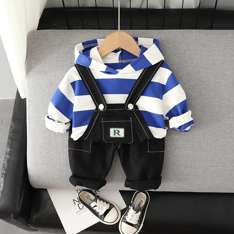 9M-5Y Toddler Boys Sets Striped Top Strap Hoodie And Trousers Boys Wholesale Clothing - PrettyKid