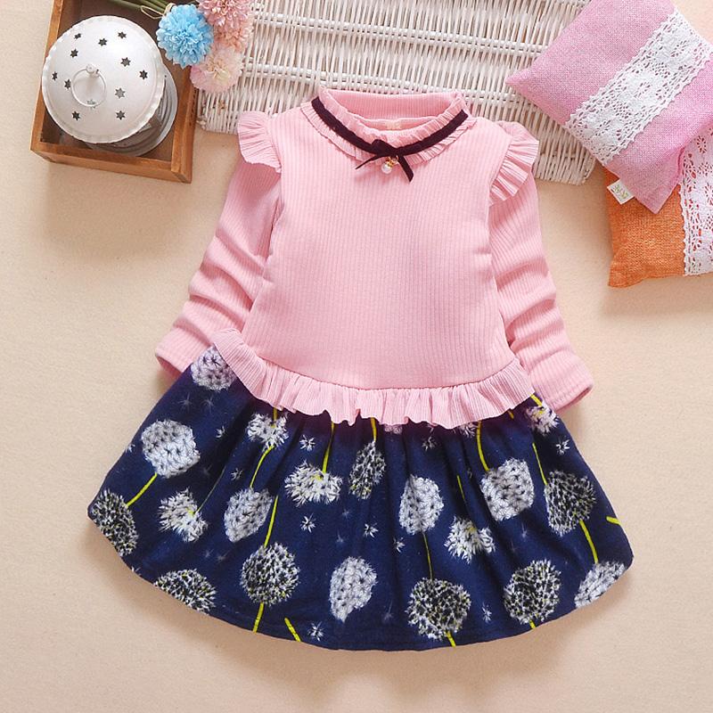 Fashion Color-block Floral Dress Wholesale children's clothing - PrettyKid