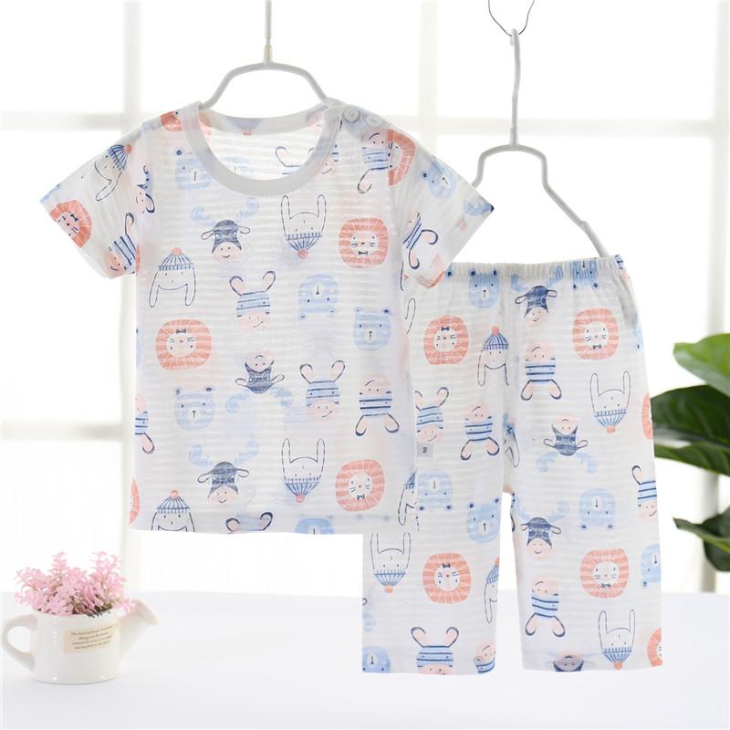 Toddler Boy Animal Pattern Summer Pajamas Sets Top+Pants - PrettyKid