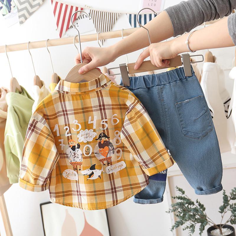 2-piece Plaid Shirt & Pants for Children Boy - PrettyKid