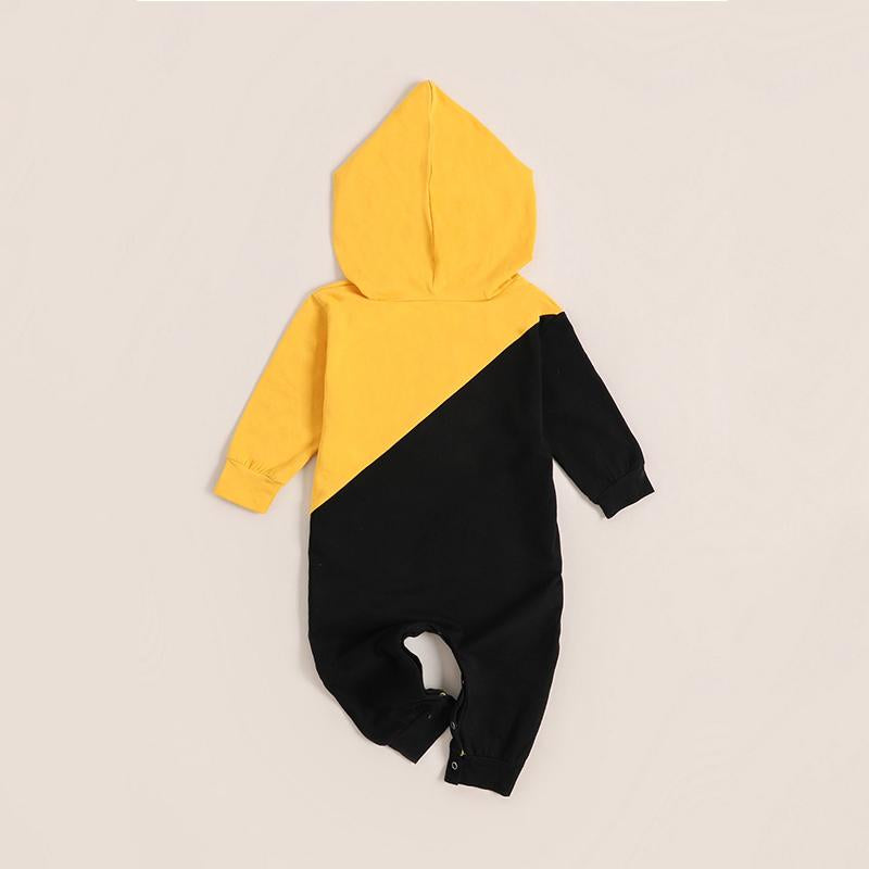 Color-block Stripes Hooded Jumpsuit for Baby Boy - PrettyKid
